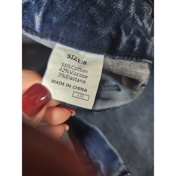 Womens Wide Leg Jeans Medium Wash 4 Pocket Size 8 - Picture 11 of 12